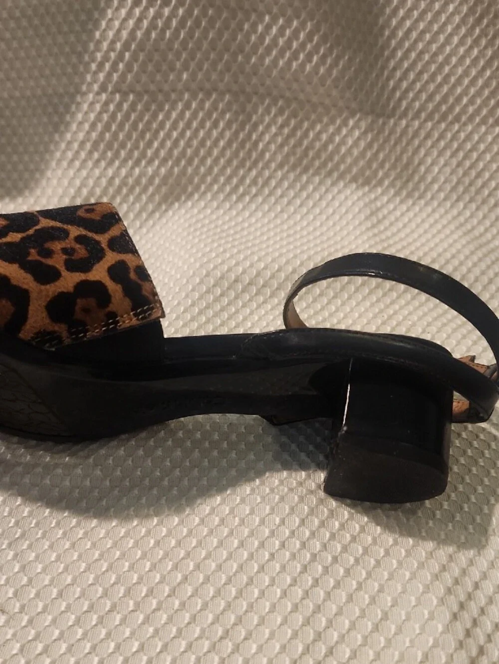 Calvin Klein Leopard Print Pointed Ankle-Strap Flats - Tan & Black